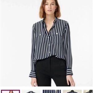 Women's J. Crew Striped Silk Button-Up Shirt Size 4